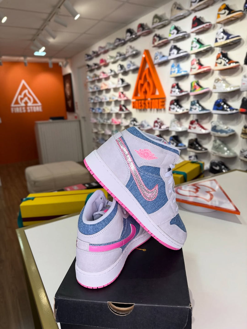 Air Jordan 1 Mid Denim Sequin