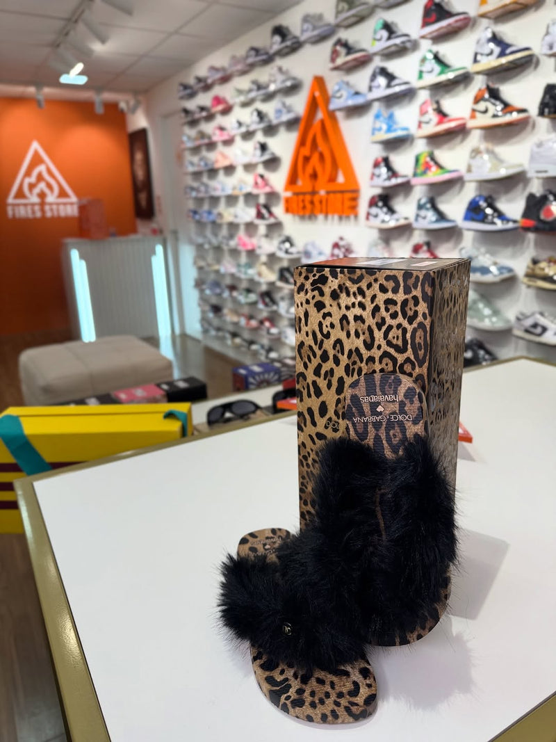 Dolce&Gabbana x Havaianas Chinelo Top Faux Fur Rose Gold